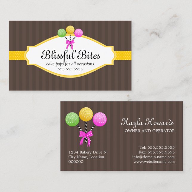 Colourful Cake Pops Business Card (Front/Back)