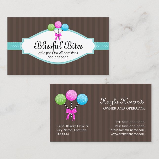 Colourful Cake Pops Business Card (Front/Back)