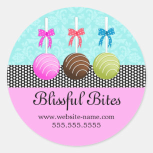 Colourful Cake Pops Damask Classic Round Sticker