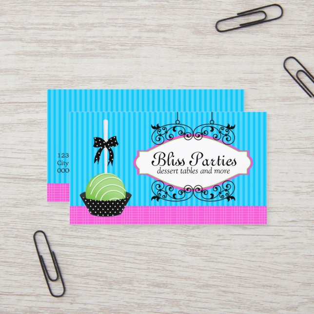 Colourful Cake Pops Desserts Business Card (Front/Back In Situ)