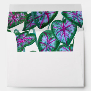 Colourful Caladium Leaf Watercolor Pattern Wedding Envelope