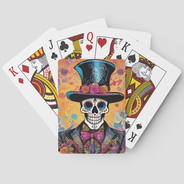Colourful Calavera : Day of the Dead Skeleton Playing Cards (Back)