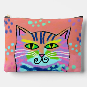 Colourful Calico Cat Abstract Art Accessory Pouch