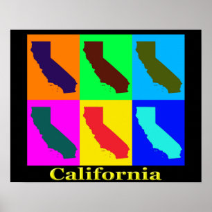 Colourful California State Pop Art Map Poster