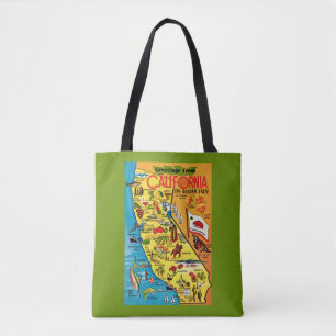Colourful California State Tote Bags