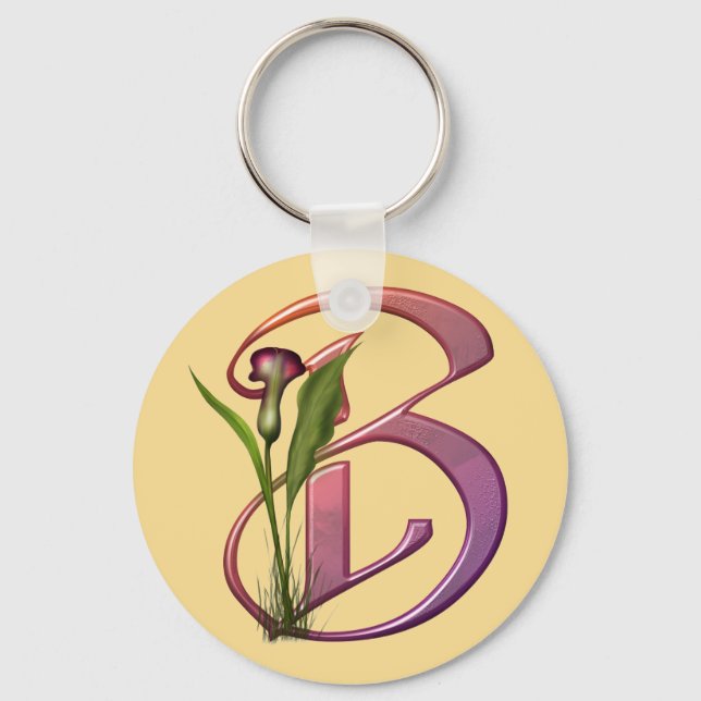 Colourful Calla Initial B Key Ring (Front)