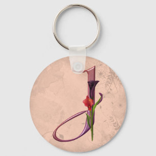 Colourful Calla Initial J Key Ring