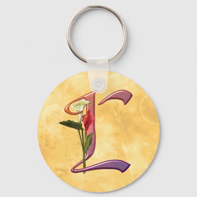 Colourful Calla Initial L Key Ring (Front)