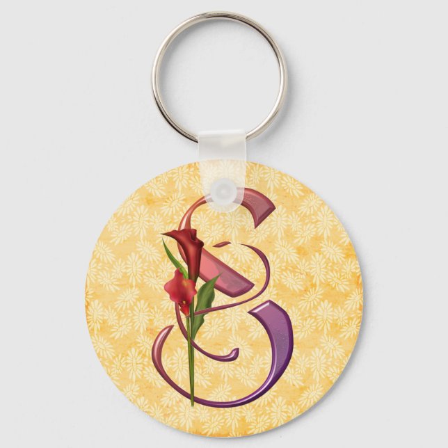 Colourful Calla Initial S Key Ring (Front)