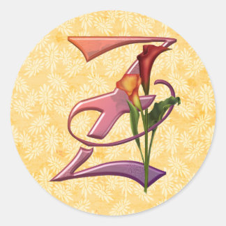 Colourful Calla Initial Z Classic Round Sticker