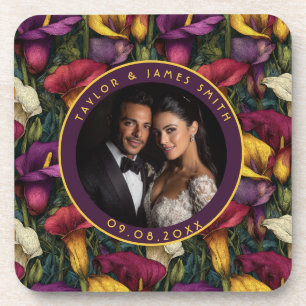 Colourful Calla Lilies Aesthetic Traditional Weddi Coaster