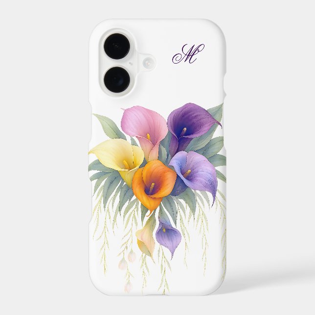 Colourful Calla Lily Monogram Elegant Floral Paste (Back)