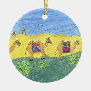 Colourful Camels Ceramic Ornament