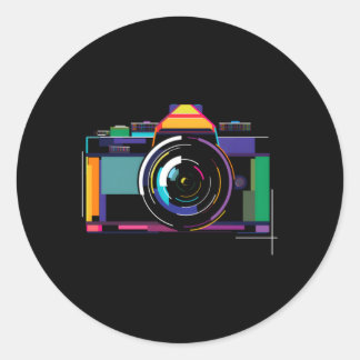 Colourful Camera Photographer Photography Classic Round Sticker