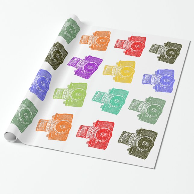 Colourful Cameras Wrapping Paper (Unrolled)
