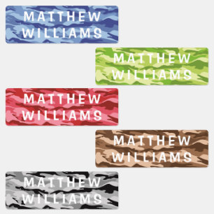 Colourful Camo Personalised Kids Name Labels