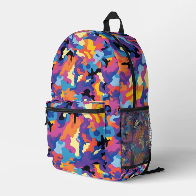 Colourful Camouflage Printed Backpack (Back Corner Right)