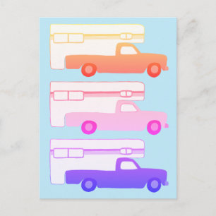 Colourful Camper Trailer Pattern Postcard