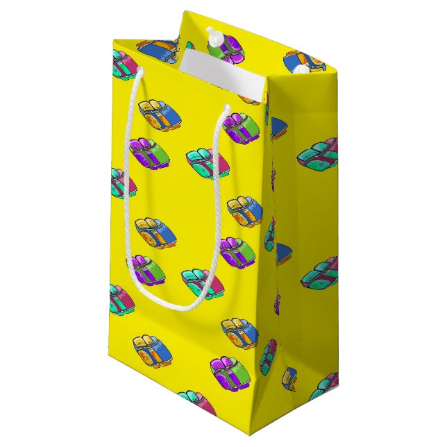 Colourful camping backpacks pattern small gift bag (Front Angled)
