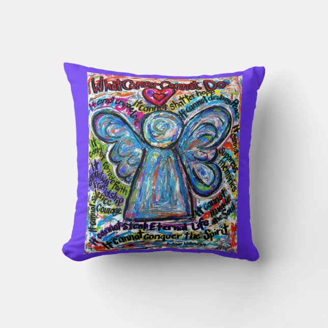 Colourful Cancer Angel Decorative Throw Pillow (Front)