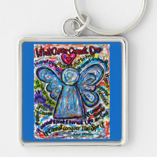 Colourful Cancer Cannot Angel Art Keychain Pendant