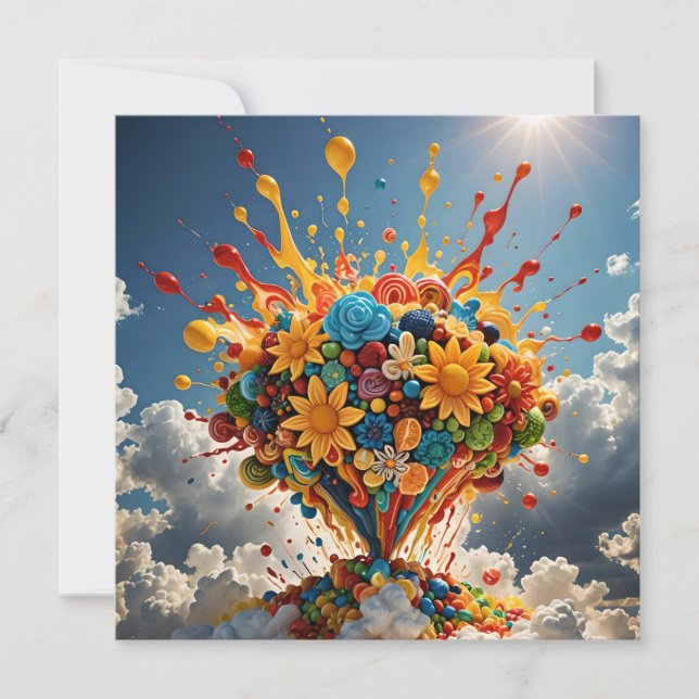 Colourful Candies And Flowers Card (Front)