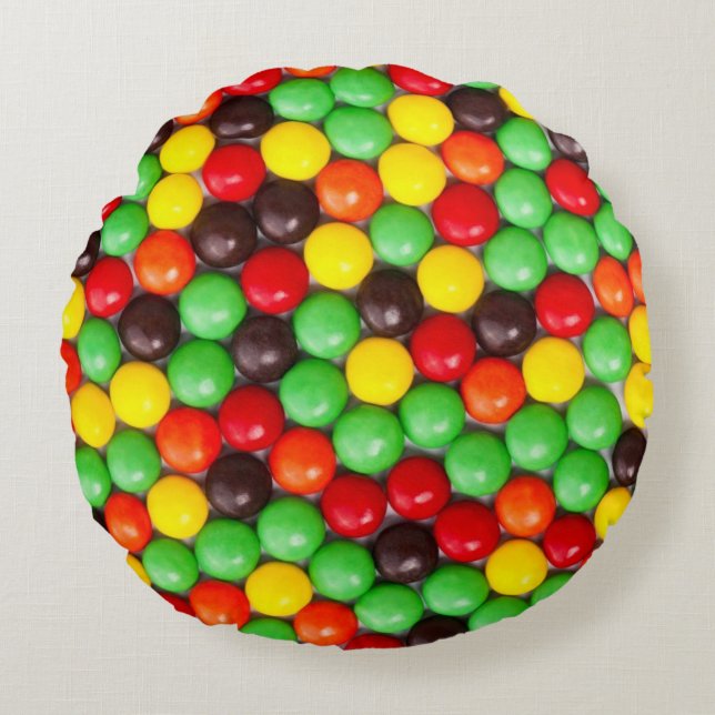 Colourful candies round cushion (Front)
