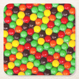 Colourful candies square paper coaster