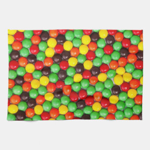 Colourful candies tea towel