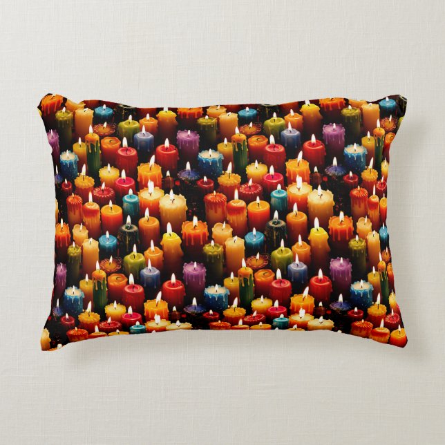 Colourful candles decorative cushion (Front)