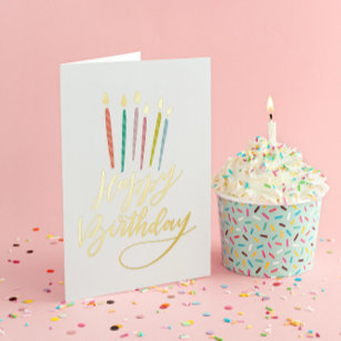 Colourful Candles Happy Birthday Foil Greeting Card