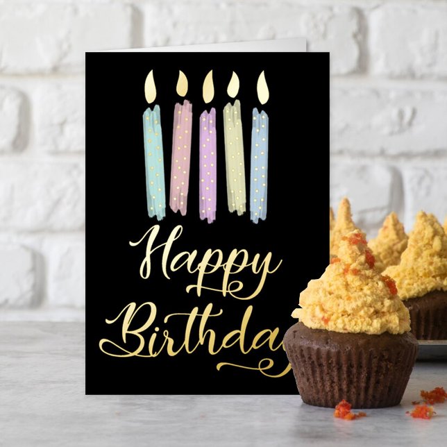 Colourful Candles Happy Birthday Real Foil Greeting Card (Creator Uploaded)