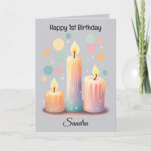 Colourful Candles Lettered Happy Birthday Card (Front)
