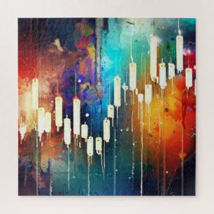Colourful candlestick chart abstract painting jigsaw puzzle