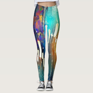 Colourful candlestick chart abstract painting leggings