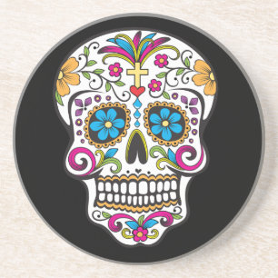 Colourful Candy and Sugar Skull Coaster