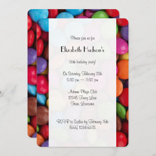 Colourful Candy, Candy Buttons, Sweets, Birthday Invitation