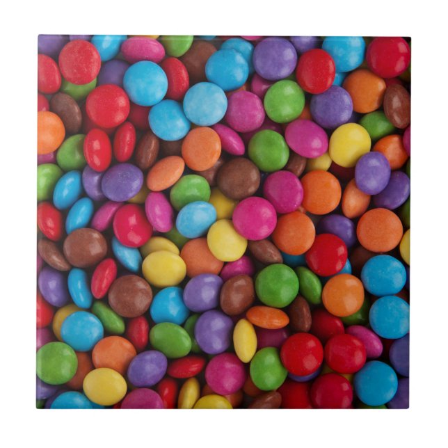 Colourful Candy, Candy Buttons, Sweets, Food Ceramic Tile (Front)