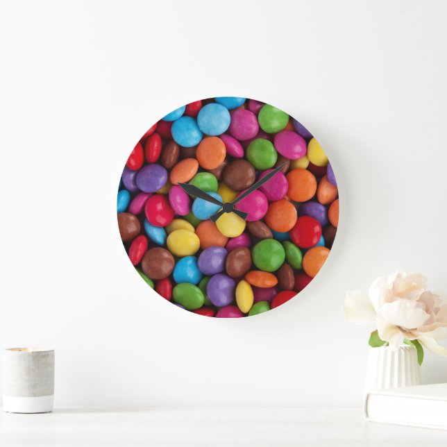 Colourful Candy, Candy Buttons, Sweets, Food Large Clock (Home)