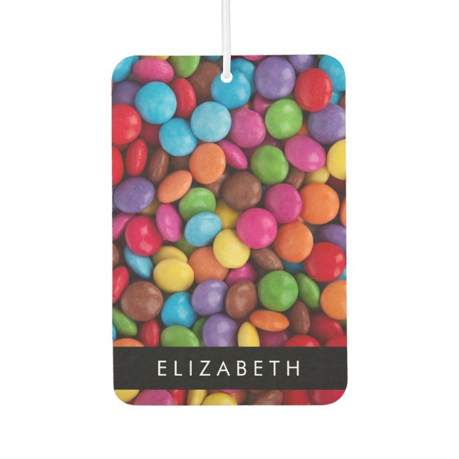 Colourful Candy, Candy Buttons, Sweets, Your Name Car Air Freshener (Front)