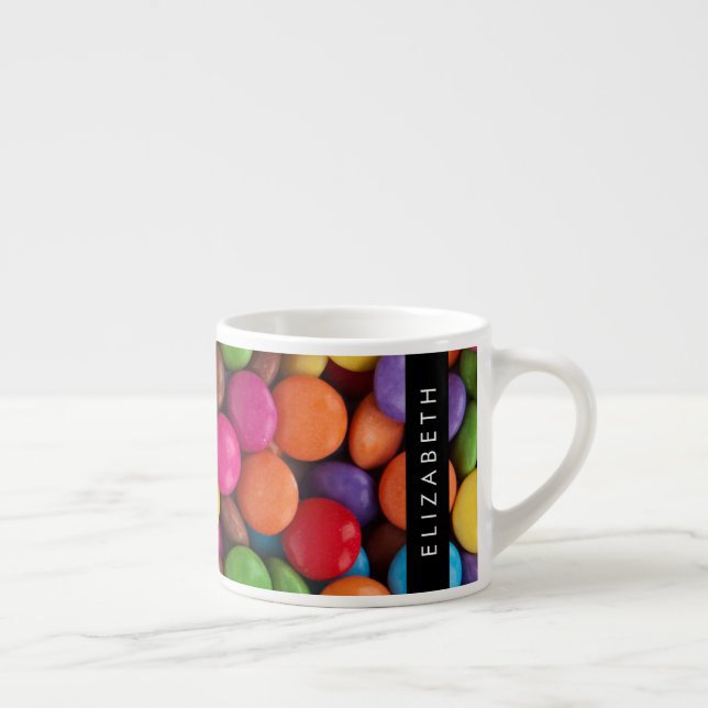 Colourful Candy, Candy Buttons, Sweets, Your Name Espresso Cup (Right)