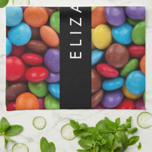 Colourful Candy, Candy Buttons, Sweets, Your Name Tea Towel