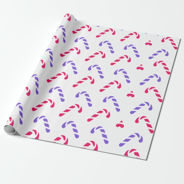 Colourful Candy Cane Pattern Wrapping Paper (Unrolled)