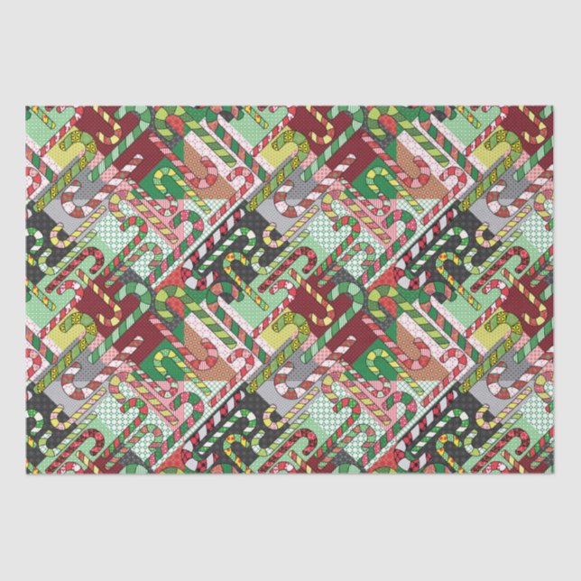 Colourful Candy Canes Tissue Paper (Front)