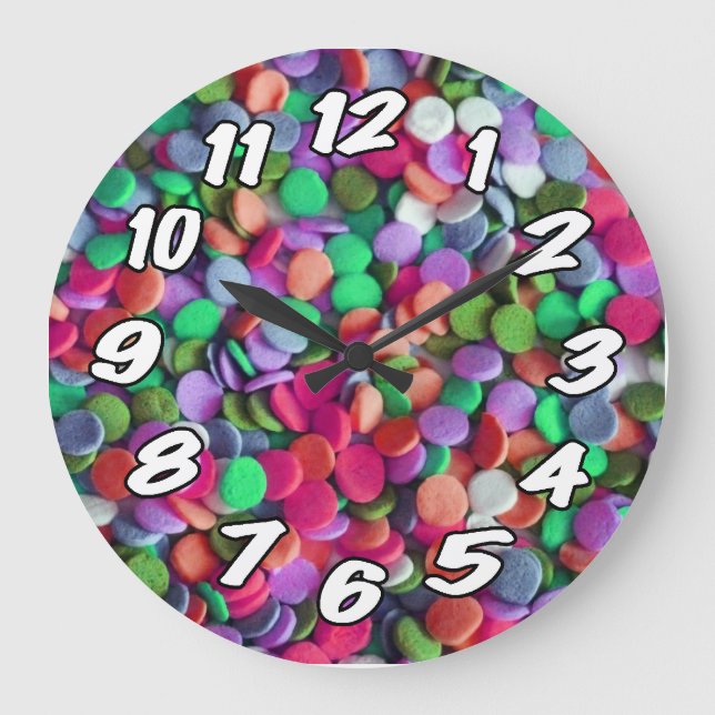 Colourful Candy Dots Large Clock (Front)