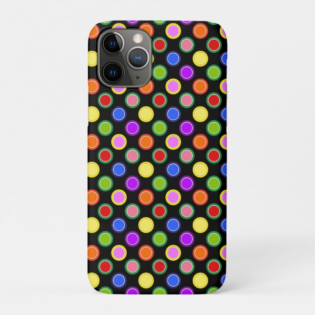 Colourful Candy Fruit Oversized Polka Dots on Blac Case-Mate iPhone Case (Back)