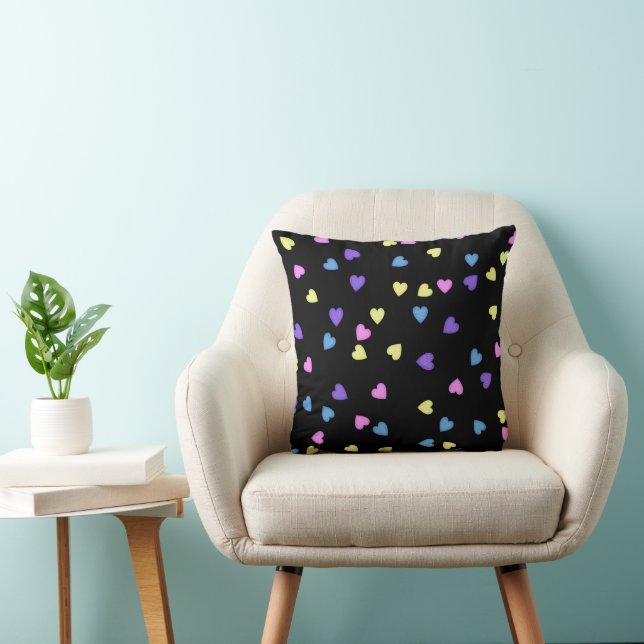 Colourful Candy Hearts  Cushion (Chair)