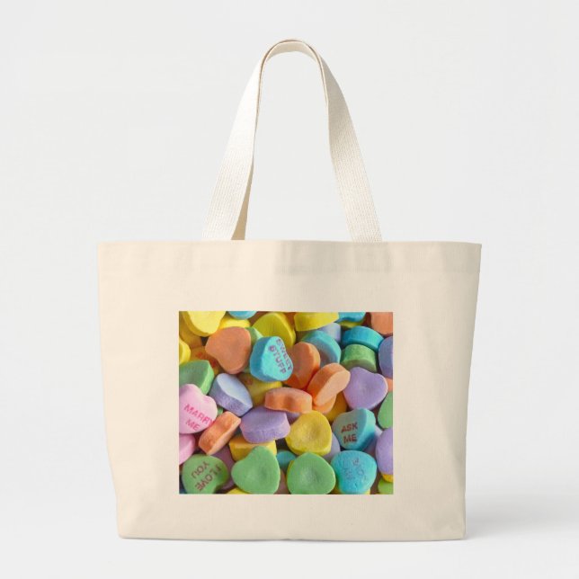 Colourful Candy Hearts Large Tote Bag (Front)