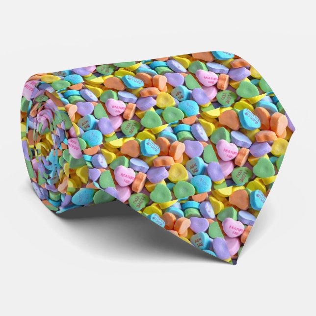Colourful Candy Hearts Tie (Rolled)