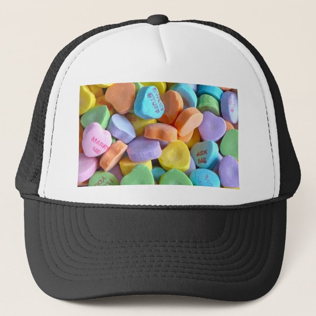 Colourful Candy Hearts Trucker Hat (Front)
